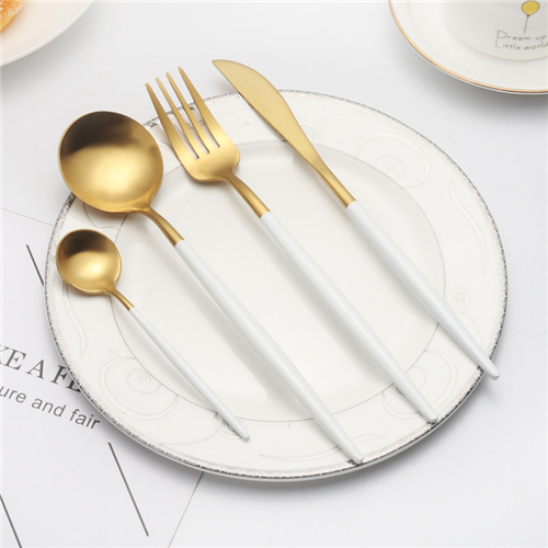 High Quality White Gold Flatware Cutlery Set For Wedding Event Rental